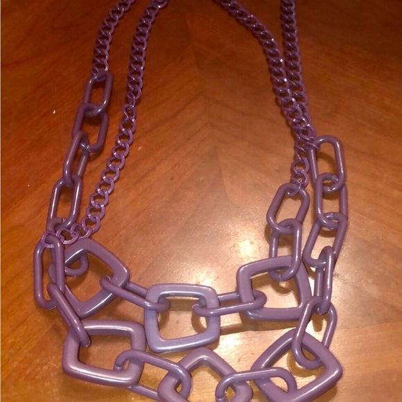 Prwnd fashion necklace ( set of 2)chunky purple geometric w chain 36” each - Picture 1 of 4
